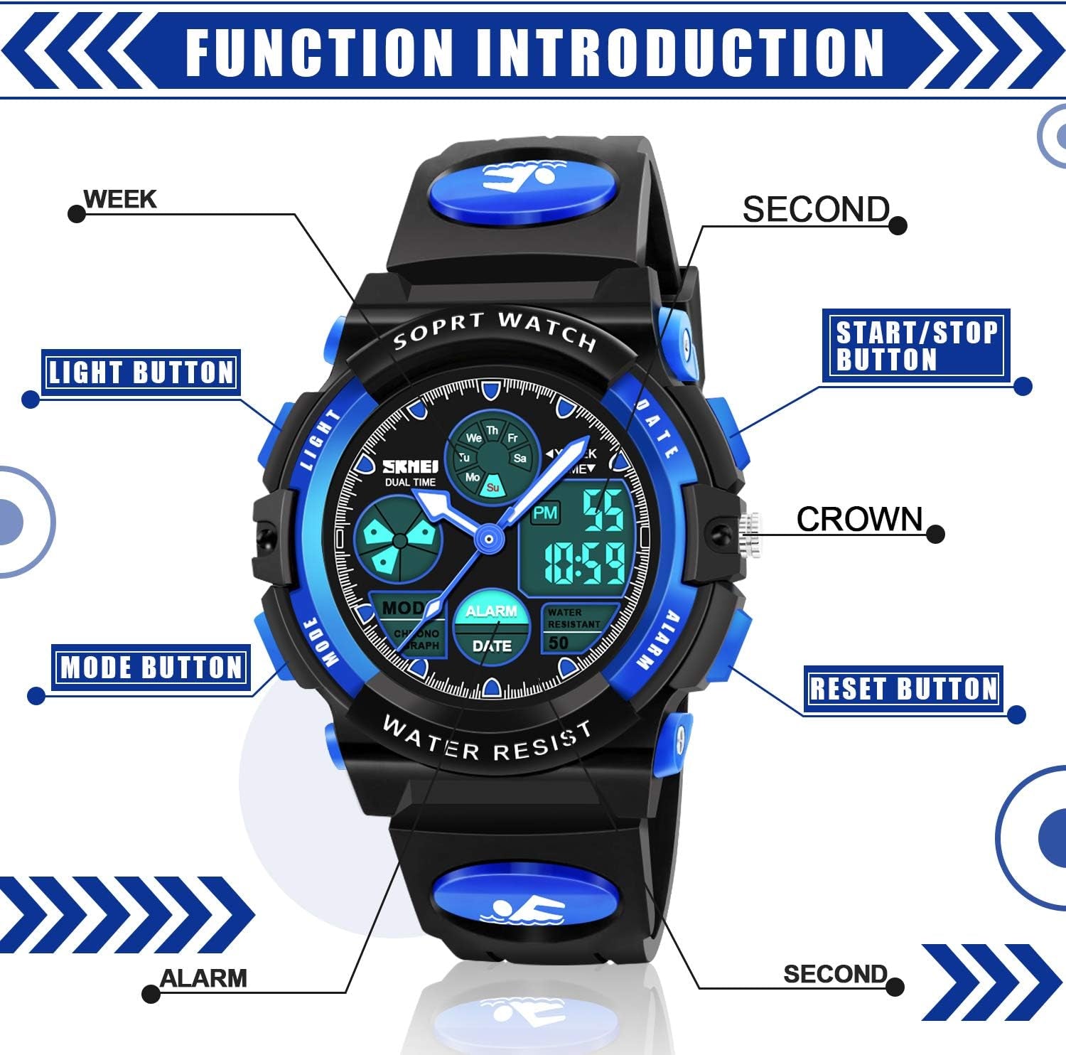 Kids Digital Watches, LED Waterproof Sports Watches for Kids- Best Gifts for Boys